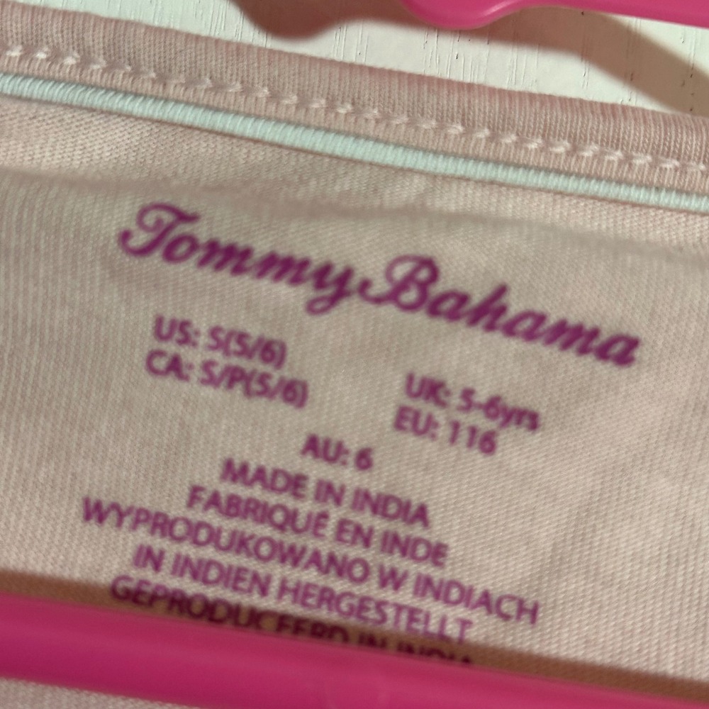 Tommy Bahama Girls Top Size S (5/6) Pink Deer Long Sleeve Lace Hem‎ - Picture 3 of 3
